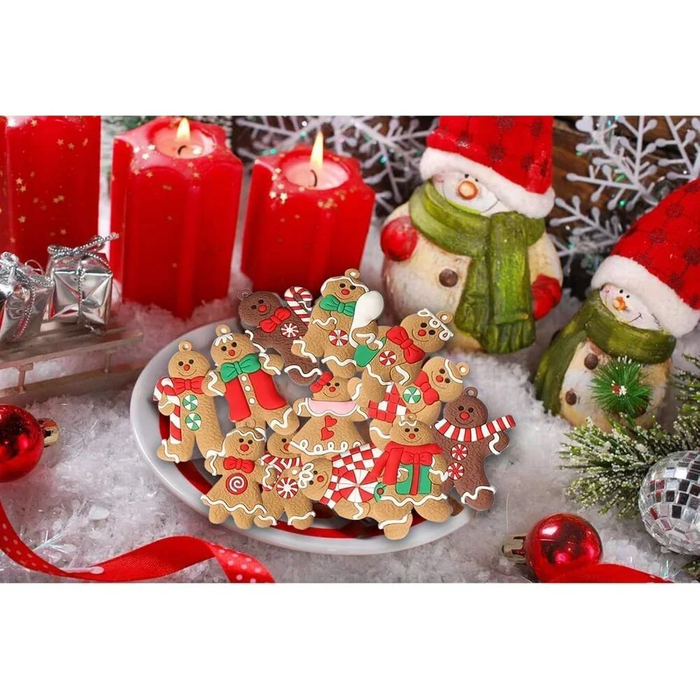 12pcs Gingerbread Man Ornaments for Christmas Tree 3 INCH